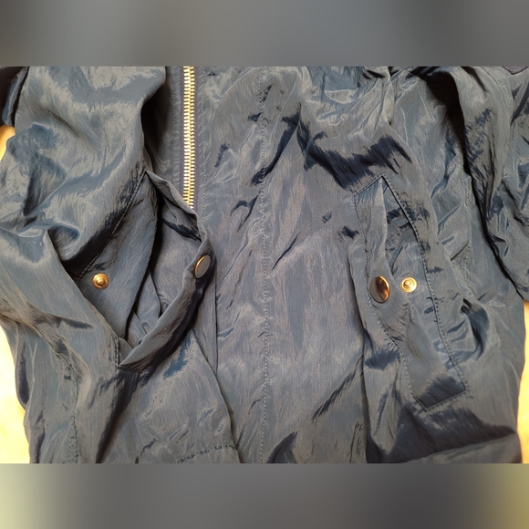 Helmut Lang Sheer Bomber Jacket Cobalt Blue Sz XS 100% Lamb Shearling Fur Collar - Picture 9 of 16